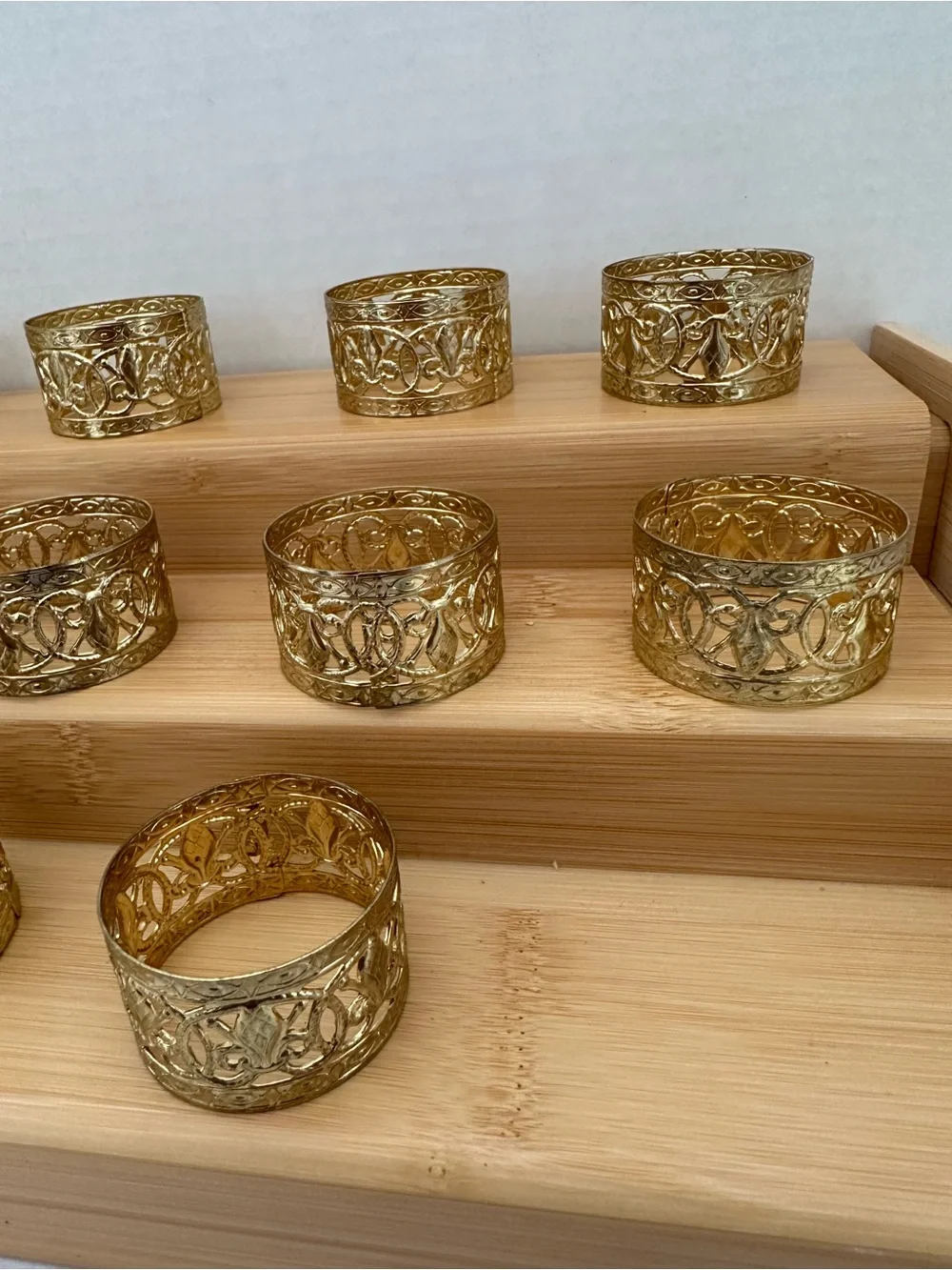 Vintage Fleur De Lis Gold Filigree Napkin Rings - Set of 10 #4